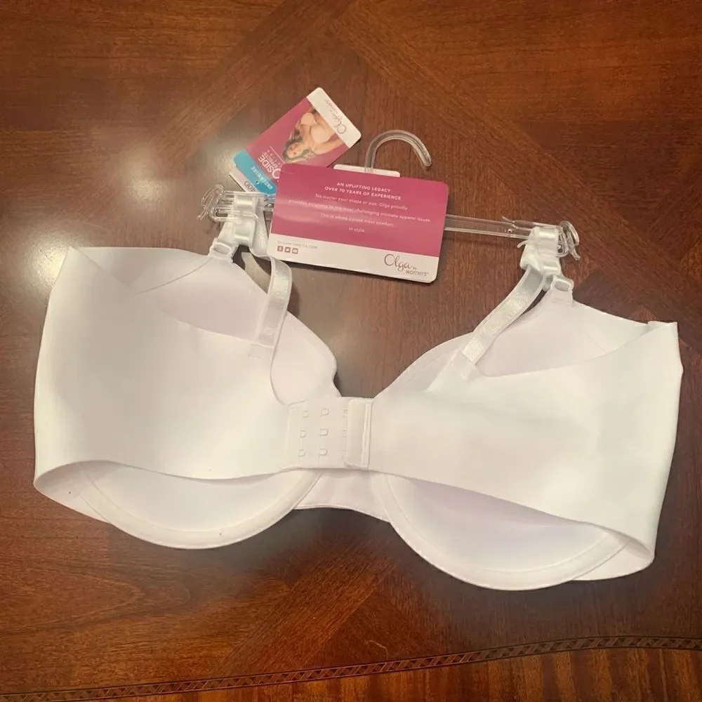 ❤️Olga Women’s no side effects underwire contour lightweight white bra 40D, NWT